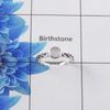 Natural Cut Stone Ring – 925 Sterling Silver Vintage Scrollwork Dainty Ring