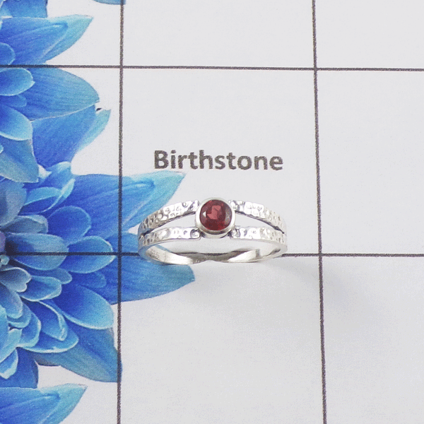 Natural Cut Stone Ring – 925 Sterling Silver Round Cut Stylish Ring