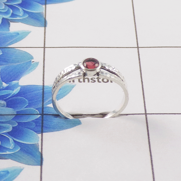 Natural Cut Stone Ring – 925 Sterling Silver Round Cut Stylish Ring