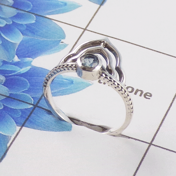 Natural Cut Stone Ring – 925 Sterling Silver Round Cut Elegant Ring