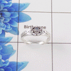Natural Cut Stone Ring – 925 Sterling Silver Vintage Floral Design Ring