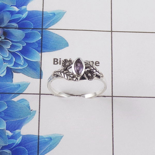 Natural Cut Stone Ring – 925 Sterling Silver Marquise Cut Elegant Ring