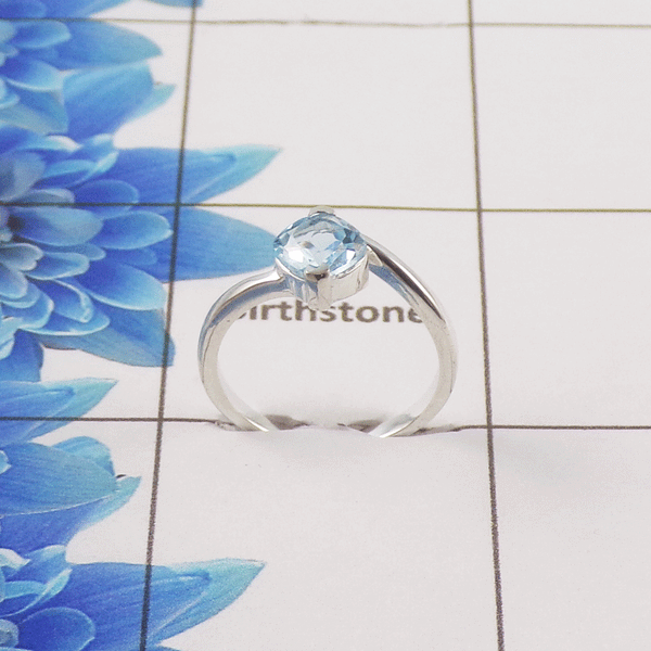 Natural Cut Stone Ring – 925 Sterling Silver Square Cut Minimal Ring