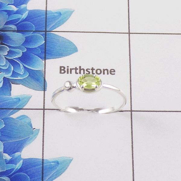 Natural Cut Stone Ring – 925 Sterling Silver Oval Cut Dainty Ring