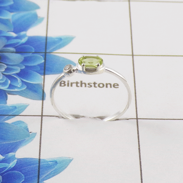 Natural Cut Stone Ring – 925 Sterling Silver Oval Cut Dainty Ring