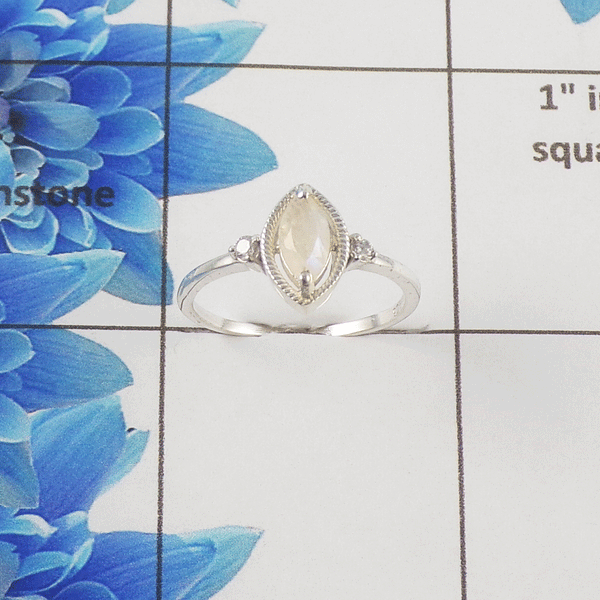Multi Gemstone Cut Stone Ring A6DP01 – 925 Sterling Silver Minimal Sleek Ring for Women