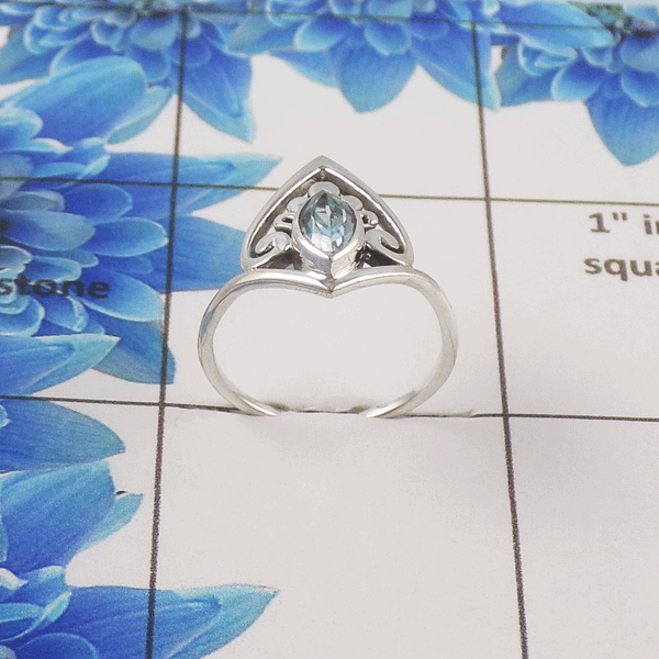 Natural Cut Stone Ring – 925 Sterling Silver Marquise Cut Sleek Ring