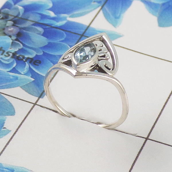 Natural Cut Stone Ring – 925 Sterling Silver Marquise Cut Sleek Ring