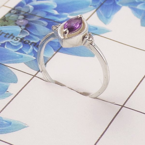 Natural Multi Gemstone Marquise Ring – 925 Sterling Silver 3 Stone Dainty Ring