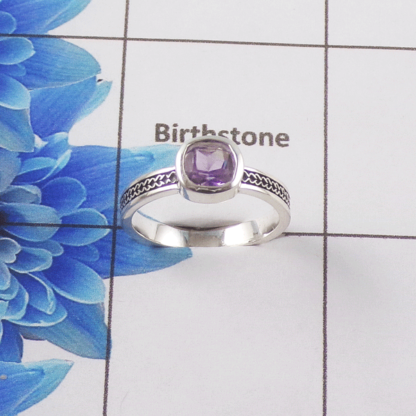 Natural Cut Stone Ring – 925 Sterling Silver Square Cut Stylish Ring
