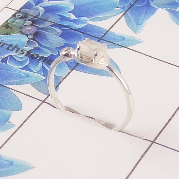 Natural Cut Stone Ring – 925 Sterling Silver Oval Cut Dainty Ring