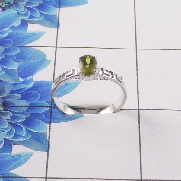 Natural Cut Stone Ring – 925 Sterling Silver Oval Cut Classic Ring