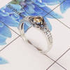 Natural Cut Stone Ring – 925 Sterling Silver Vintage Floral Design Ring