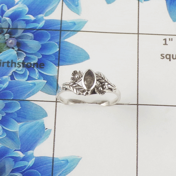 Natural Cut Stone Ring – 925 Sterling Silver Marquise Cut Elegant Ring