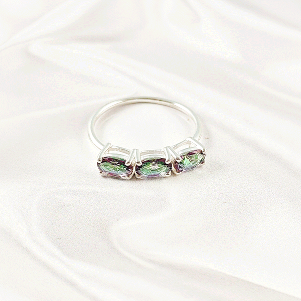 Multi Cut Gemstone Ring in Solid 925 Sterling Silver, Lightweight Casting Ring, Handmade Fine Jewelry, A6DP01