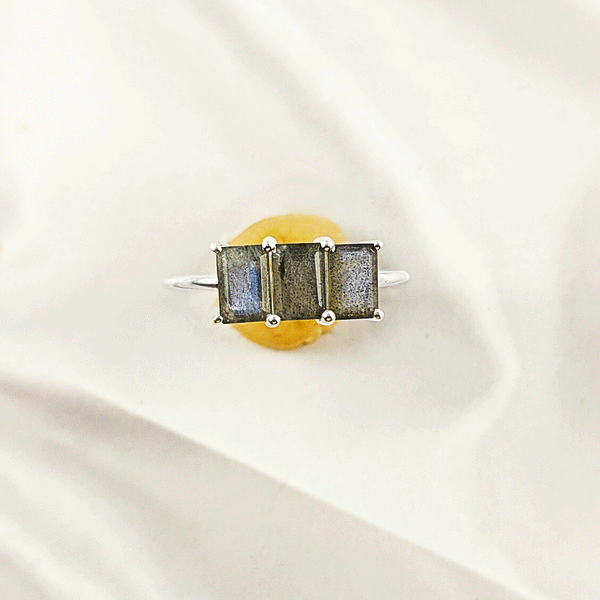 Multi Gemstone Ring in Solid 925 Sterling Silver, Lightweight Designer Casting Band, Colorful Statement Jewelry, A6DP06