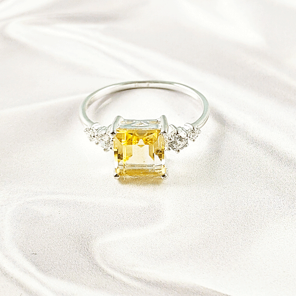 Citrine Gemstone Ring in Solid 925 Sterling Silver, Lightweight Casting Ring, Handmade Fine Jewelry, A6DP02