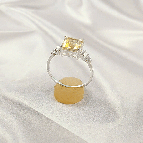 Citrine Gemstone Ring in Solid 925 Sterling Silver, Lightweight Casting Ring, Handmade Fine Jewelry, A6DP02
