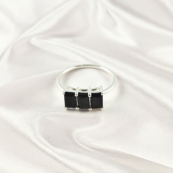 Multi Gemstone Ring in Solid 925 Sterling Silver, Lightweight Designer Casting Band, Colorful Statement Jewelry, A6DP06