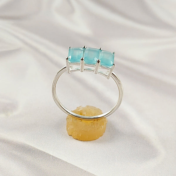 Multi Gemstone Ring in Solid 925 Sterling Silver, Lightweight Designer Casting Band, Colorful Statement Jewelry, A6DP06