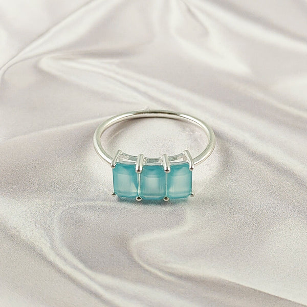 Multi Gemstone Ring in Solid 925 Sterling Silver, Lightweight Designer Casting Band, Colorful Statement Jewelry, A6DP06