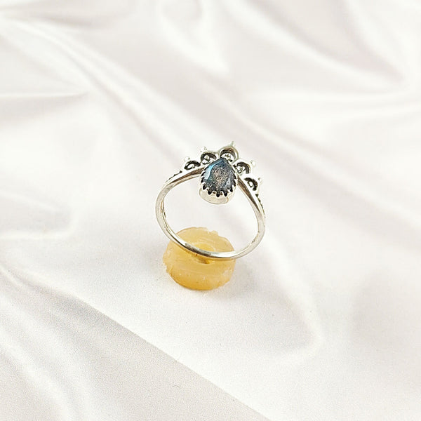 Multi Gemstone Sterling Silver Ring, Artistic Lightweight Casting Design, Unique Colorful Jewelry, A6DP08
