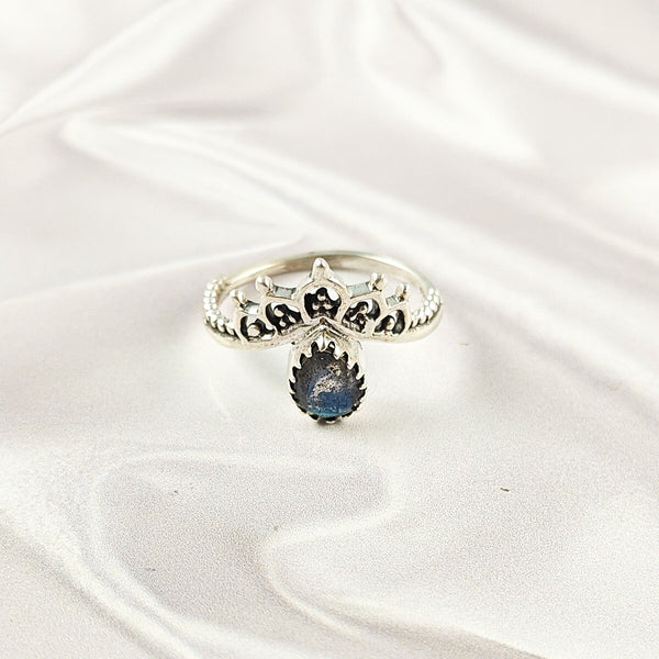 Multi Gemstone Sterling Silver Ring, Artistic Lightweight Casting Design, Unique Colorful Jewelry, A6DP08