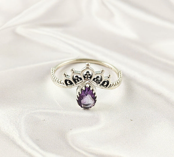 Multi Gemstone Sterling Silver Ring, Artistic Lightweight Casting Design, Unique Colorful Jewelry, A6DP08