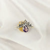 Multi Gemstone Sterling Silver Ring, Artistic Lightweight Casting Design, Unique Colorful Jewelry, A6DP08
