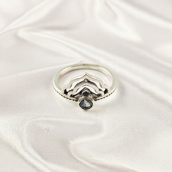 Multi Gemstone Silver Ring, 925 Sterling Lightweight Casting Band, Colorful Jewelry Piece, A6DP10