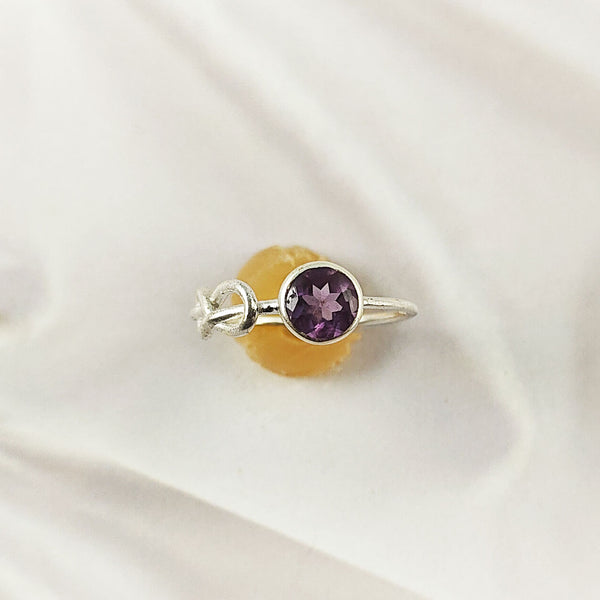 Amethyst Ring in Solid 925 Sterling Silver, Lightweight Casting Design, Elegant Purple Gemstone Jewelry, A6DP13