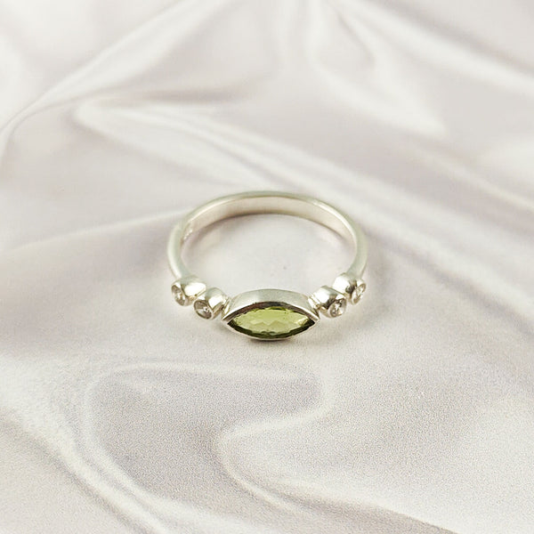 Peridot Ring in Solid 925 Sterling Silver, Lightweight Casting Design, Elegant Green Gemstone Jewelry, A6DP14