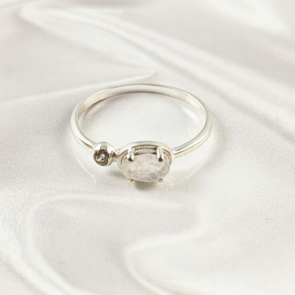 Multi Gemstone Ring in Solid 925 Sterling Silver, Colorful Stone Modern Style Ring, Lightweight Jewelry, A6DP22