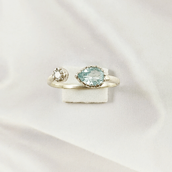 Multi Gemstone Ring in Solid 925 Sterling Silver, Colorful Stone Refined Style Ring, Lightweight Jewelry, A6DP27