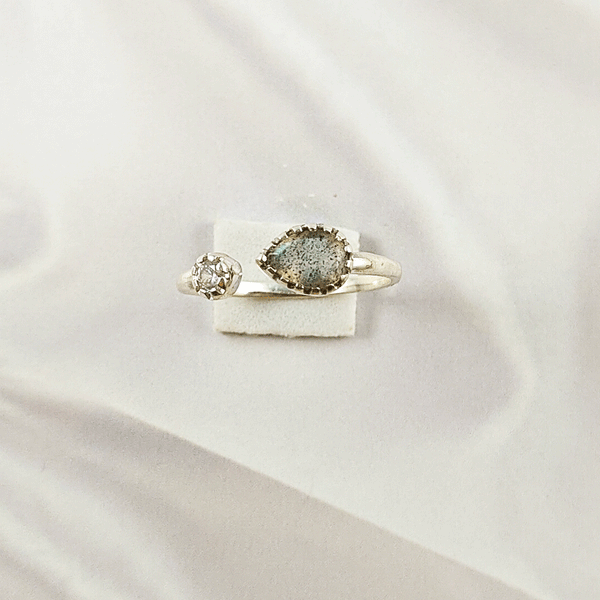 Multi Gemstone Ring in Solid 925 Sterling Silver, Colorful Stone Refined Style Ring, Lightweight Jewelry, A6DP27