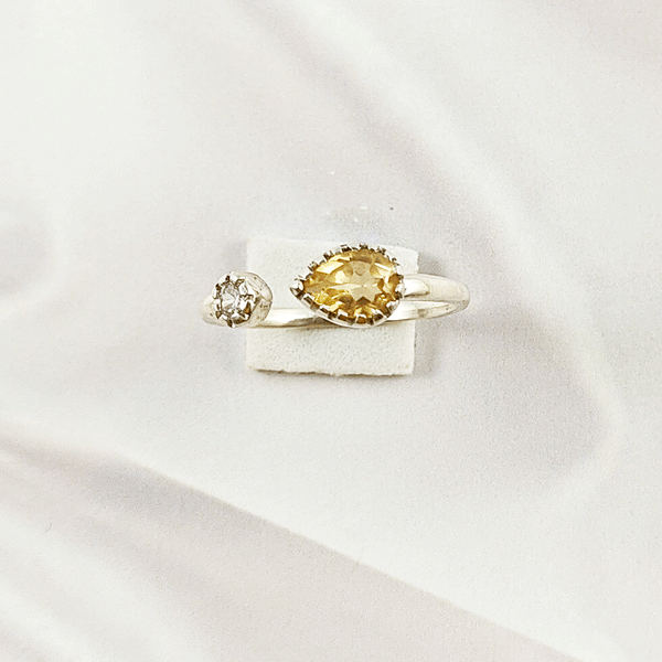Multi Gemstone Ring in Solid 925 Sterling Silver, Colorful Stone Refined Style Ring, Lightweight Jewelry, A6DP27