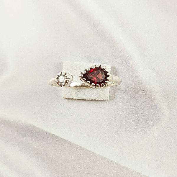 Multi Gemstone Ring in Solid 925 Sterling Silver, Colorful Stone Refined Style Ring, Lightweight Jewelry, A6DP27