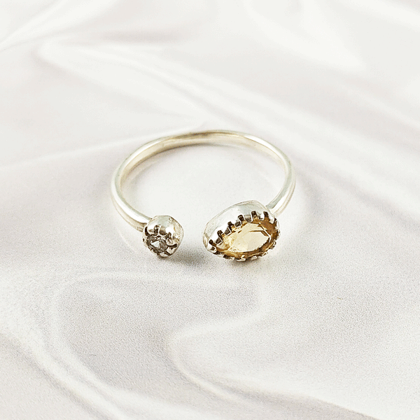 Multi Gemstone Ring in Solid 925 Sterling Silver, Colorful Stone Refined Style Ring, Lightweight Jewelry, A6DP27