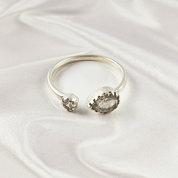 Multi Gemstone Ring in Solid 925 Sterling Silver, Colorful Stone Refined Style Ring, Lightweight Jewelry, A6DP27