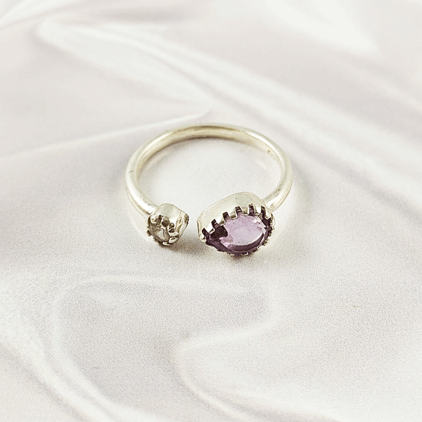 Multi Gemstone Ring in Solid 925 Sterling Silver, Colorful Stone Refined Style Ring, Lightweight Jewelry, A6DP27