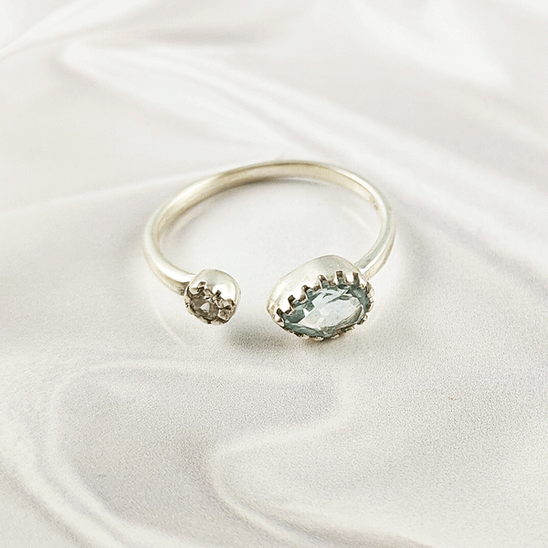 Multi Gemstone Ring in Solid 925 Sterling Silver, Colorful Stone Refined Style Ring, Lightweight Jewelry, A6DP27