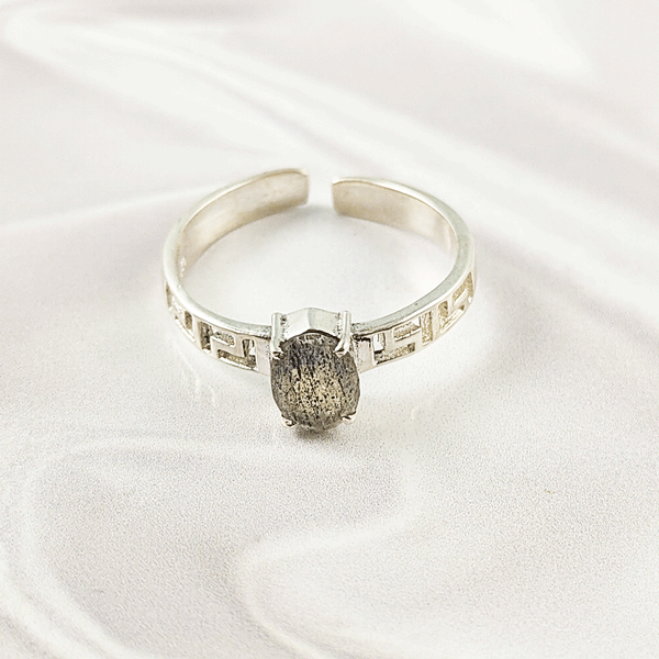 Multi Gemstone Ring in Solid 925 Sterling Silver, Colorful Stone Artistic Style Ring, Lightweight Jewelry, A6DP26
