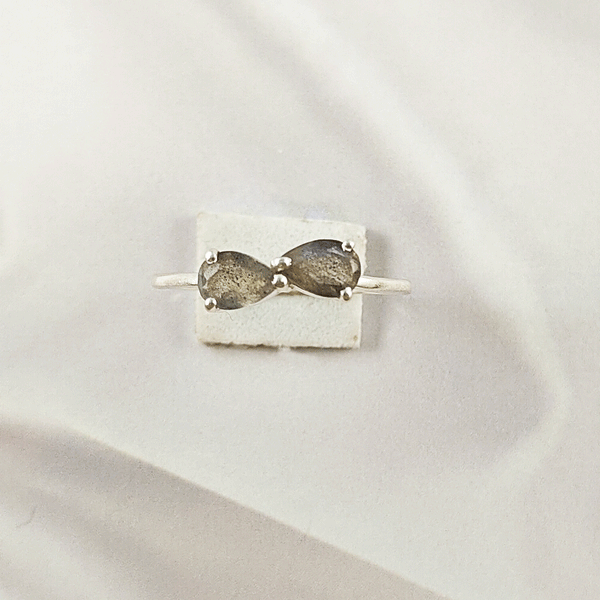 Multi Gemstone Ring in Solid 925 Sterling Silver, Colorful Stone Contemporary Chic Ring, Lightweight Jewelry, A6DP30