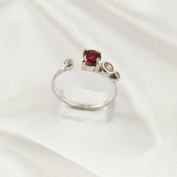 Multi Gemstone Adjustable Ring in Solid 925 Sterling Silver, Colorful Stone Open Style Ring, Lightweight Jewelry, A6DP32