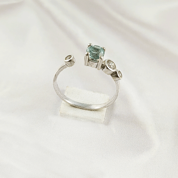Multi Gemstone Adjustable Ring in Solid 925 Sterling Silver, Colorful Stone Open Style Ring, Lightweight Jewelry, A6DP32