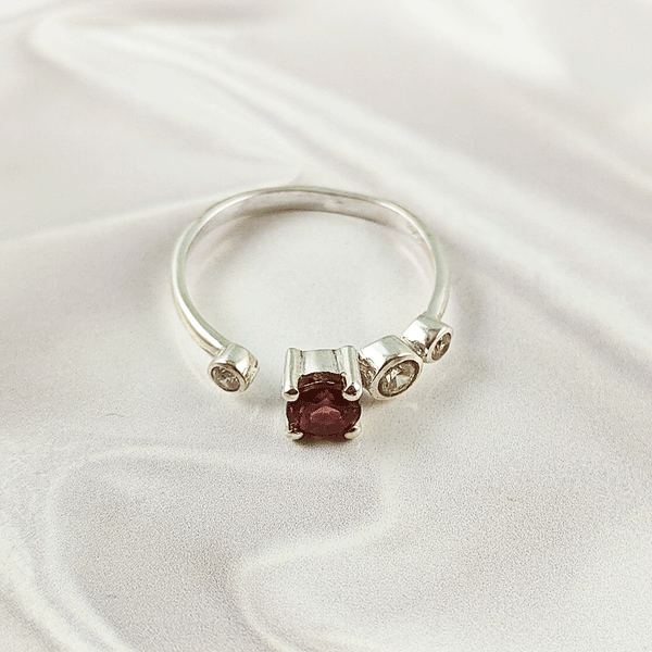 Multi Gemstone Adjustable Ring in Solid 925 Sterling Silver, Colorful Stone Open Style Ring, Lightweight Jewelry, A6DP32