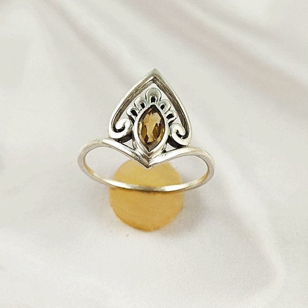 Multi Gemstone Silver Ring in Solid 925 Sterling Silver, Colorful Stone Classic Band, Lightweight Fashion Jewelry, A6DP33