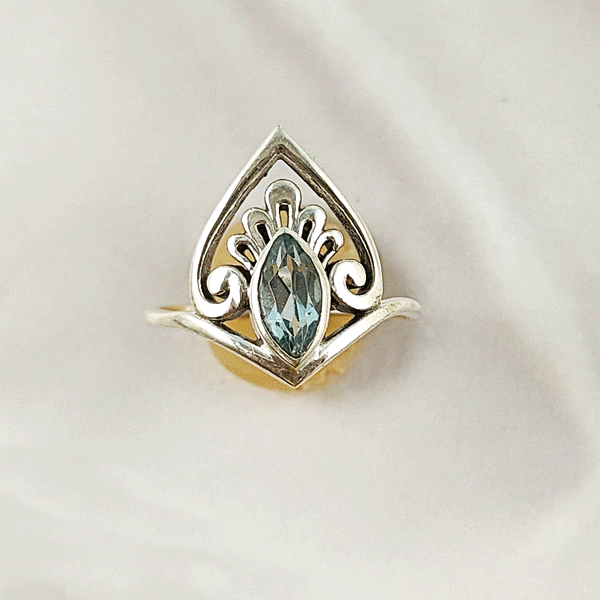 Multi Gemstone Silver Ring in Solid 925 Sterling Silver, Colorful Stone Classic Band, Lightweight Fashion Jewelry, A6DP33
