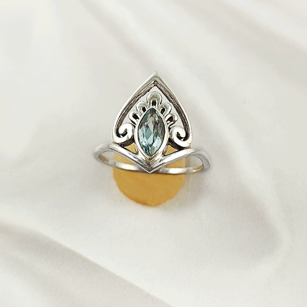 Multi Gemstone Silver Ring in Solid 925 Sterling Silver, Colorful Stone Classic Band, Lightweight Fashion Jewelry, A6DP33
