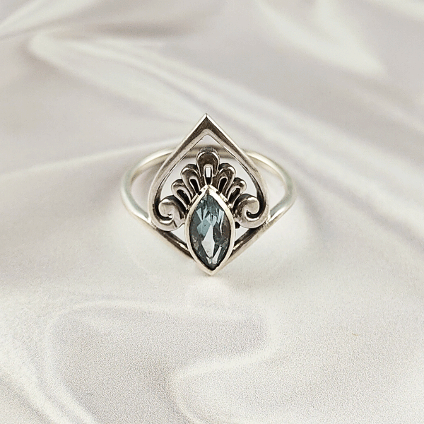 Multi Gemstone Silver Ring in Solid 925 Sterling Silver, Colorful Stone Classic Band, Lightweight Fashion Jewelry, A6DP33